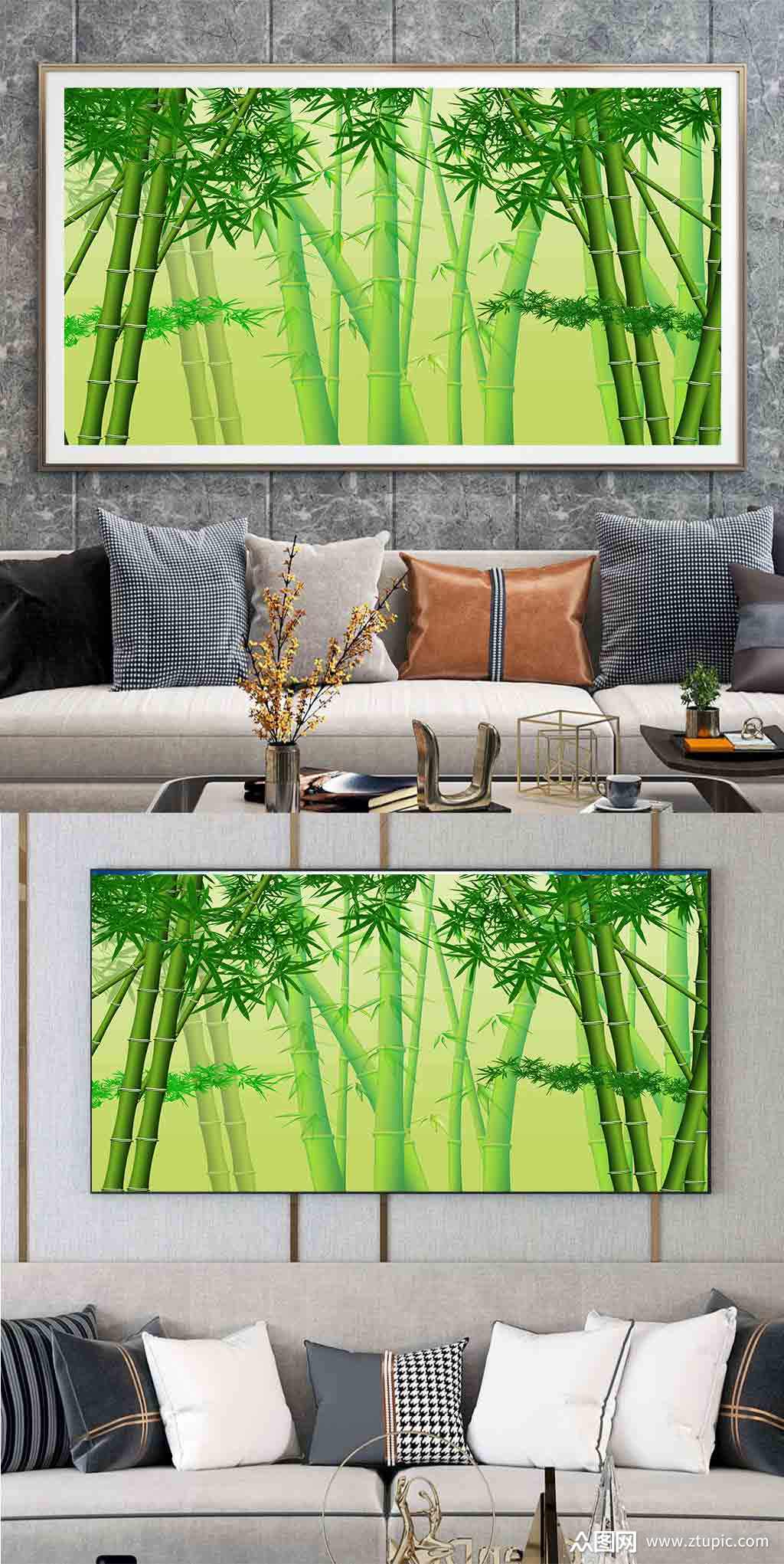 青青竹子竹林装饰画素材