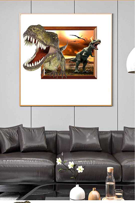 恐龙3D立体装饰画-众图网