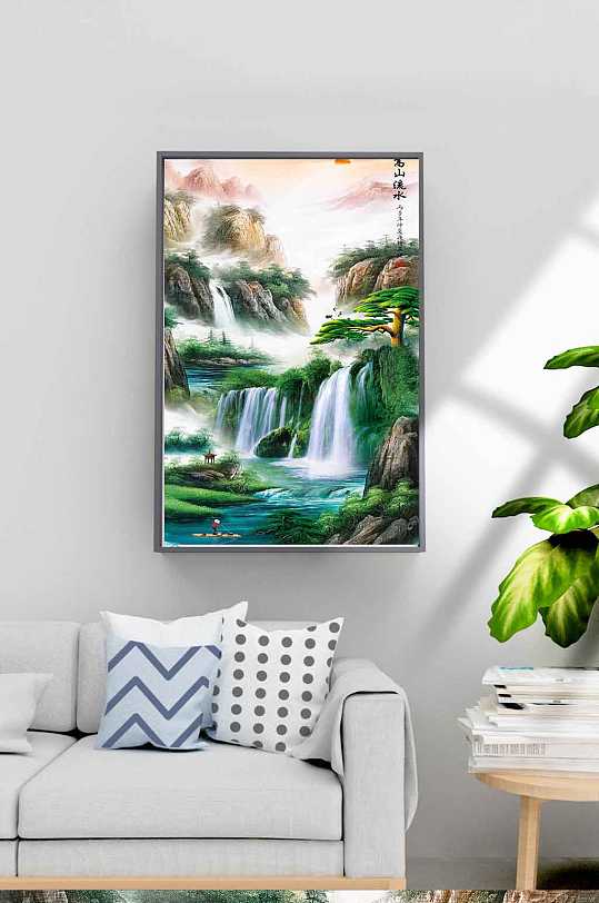流水瀑布生财装饰画-众图网
