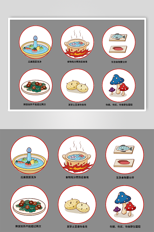 手绘预防食物中毒科普医疗插画-众图网