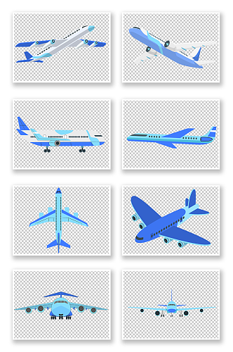 飞机客机货机运输机交通工具矢量免扣元素