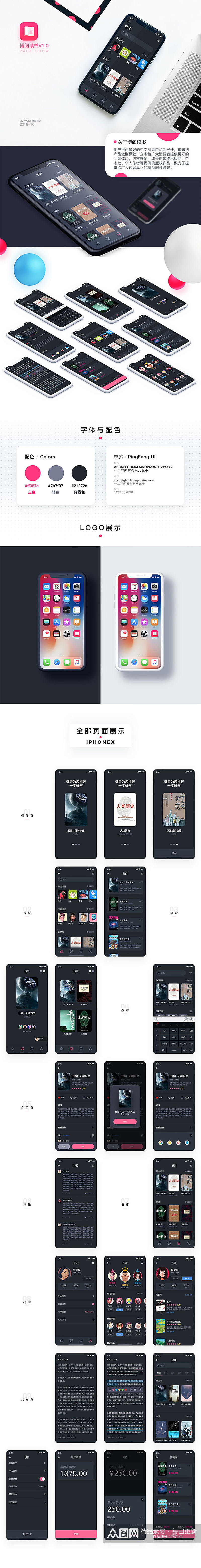 电子书APP界面手机UI设计展示素材