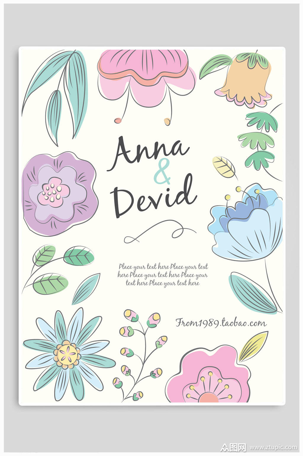 手绘花卉英文彩绘海报模板下载-编号1248221-众图网