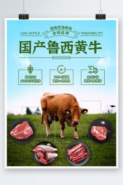 国产牛肉促销海报宣传单