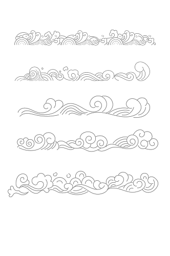 古典线性浪花纹花边装饰底纹文本分割线