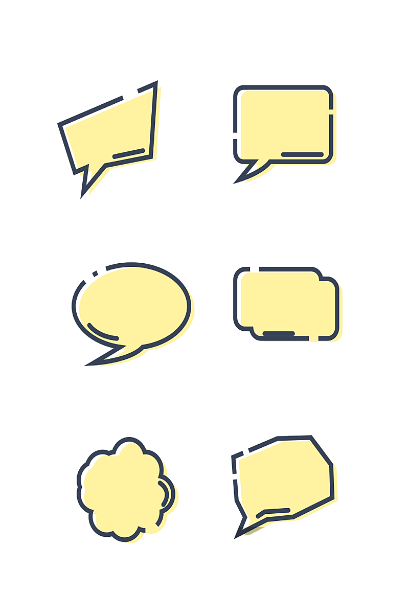黄色卡通手绘对话框气泡标题框文本框边框素材