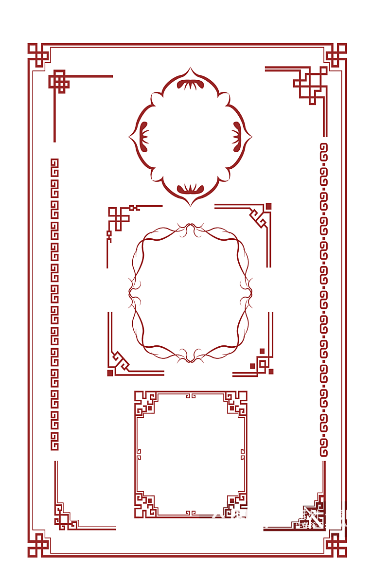 中国风古典花纹底纹花边边角边框文本库素材