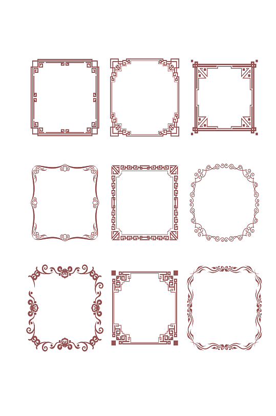 中国风古典窗框边框边角雕刻文化墙标题框