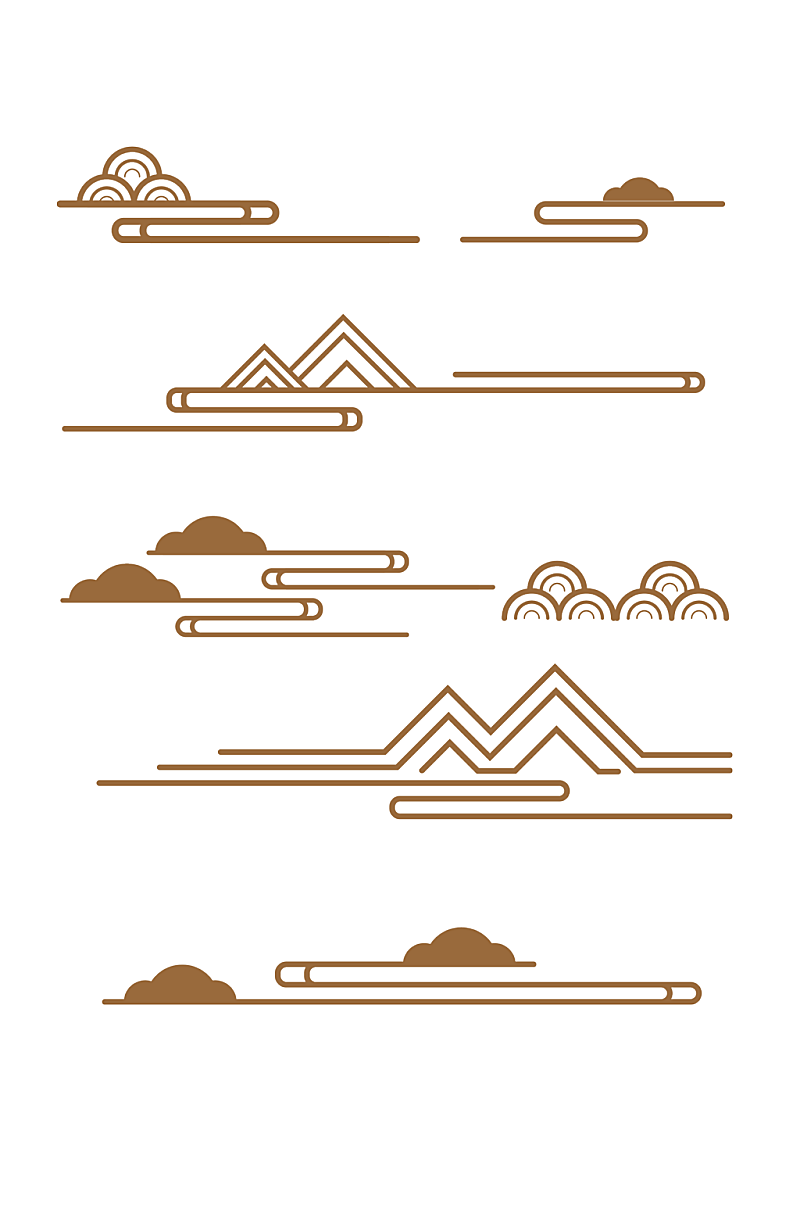 中国风古典线性祥云纹装饰图案素材