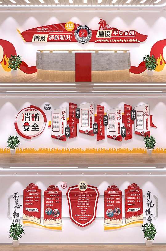 全套展馆展厅消防安全消防文化墙