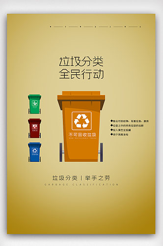 时尚清新风格垃圾分类系列海报