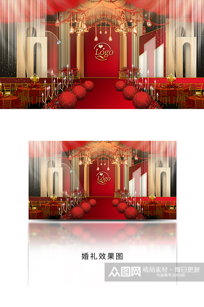 红金色欧式风格婚礼效果图素材