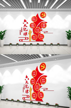 红色大气六大纪律文化墙