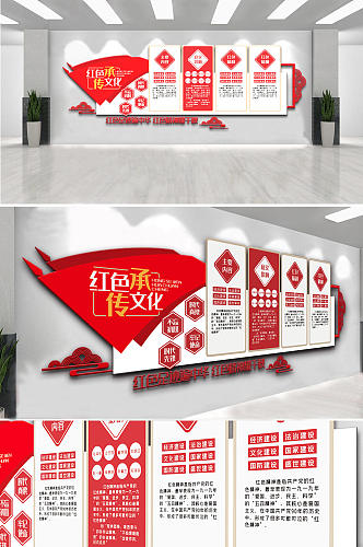 红色传承内容宣传文化墙设计图