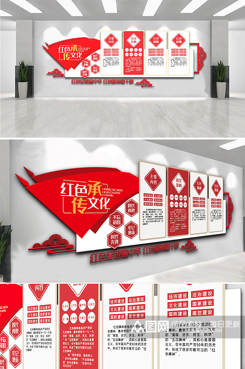 红色传承内容宣传文化墙设计图素材