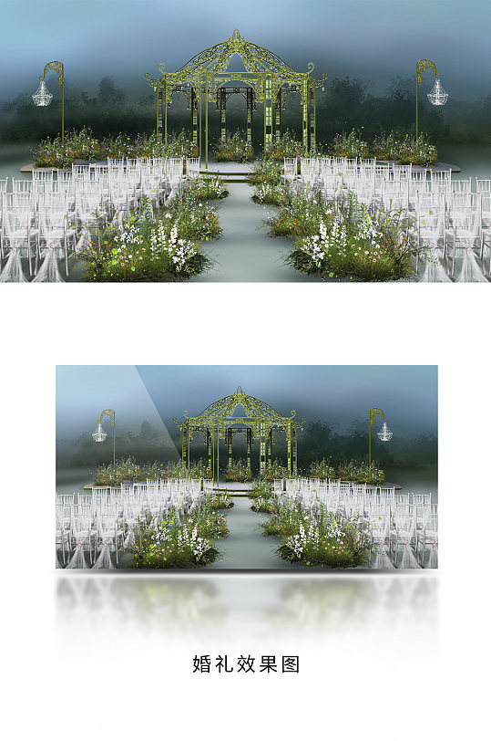 户外清新森系婚礼布置场地效果图-众图网