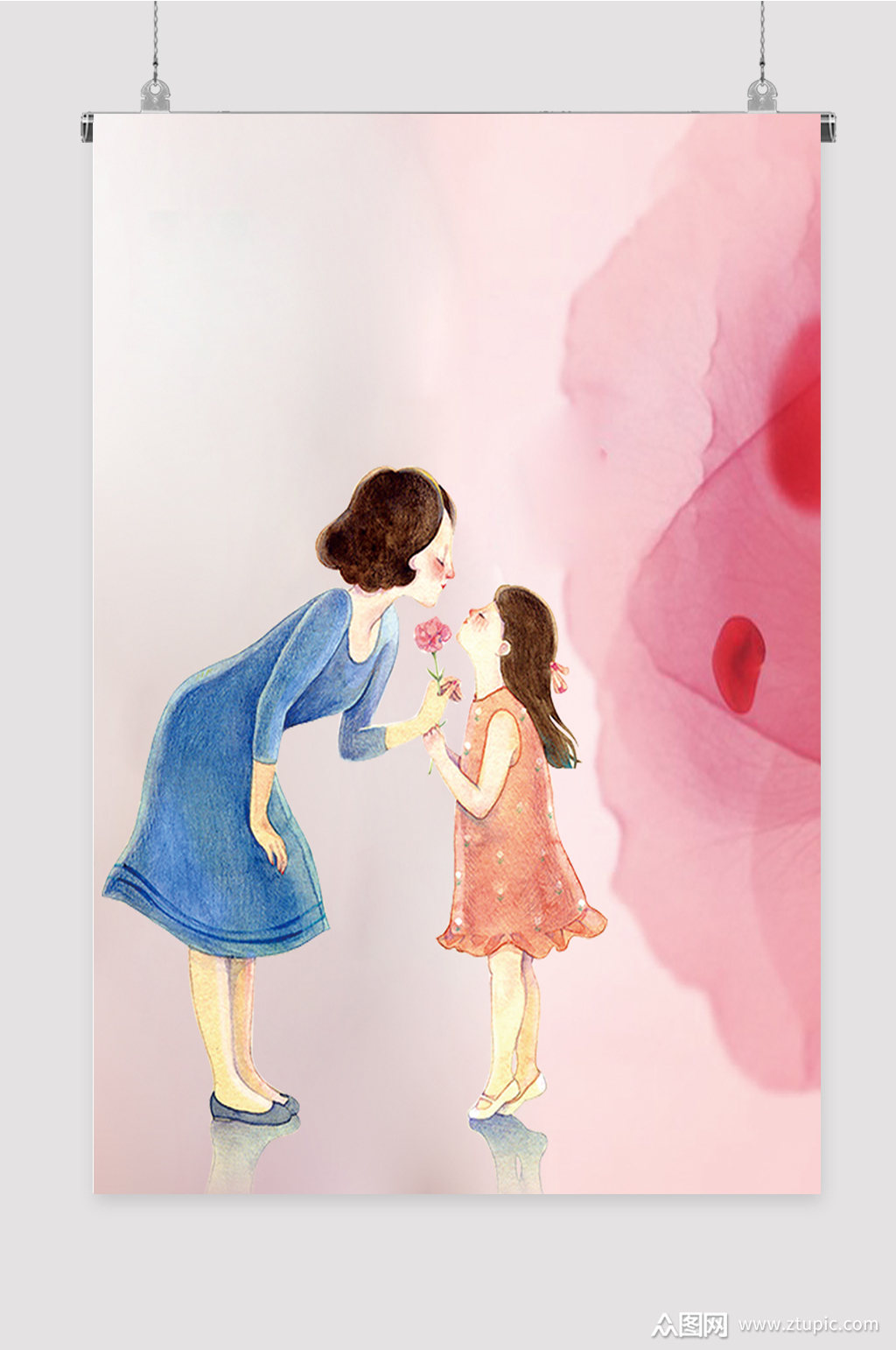 母亲节贺卡感恩插画素材