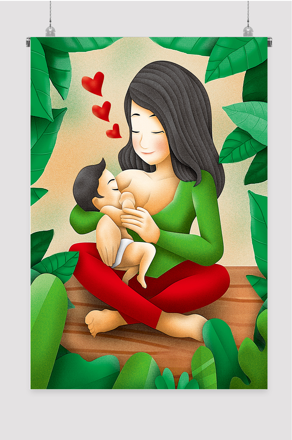 母亲节插画感恩母爱素材