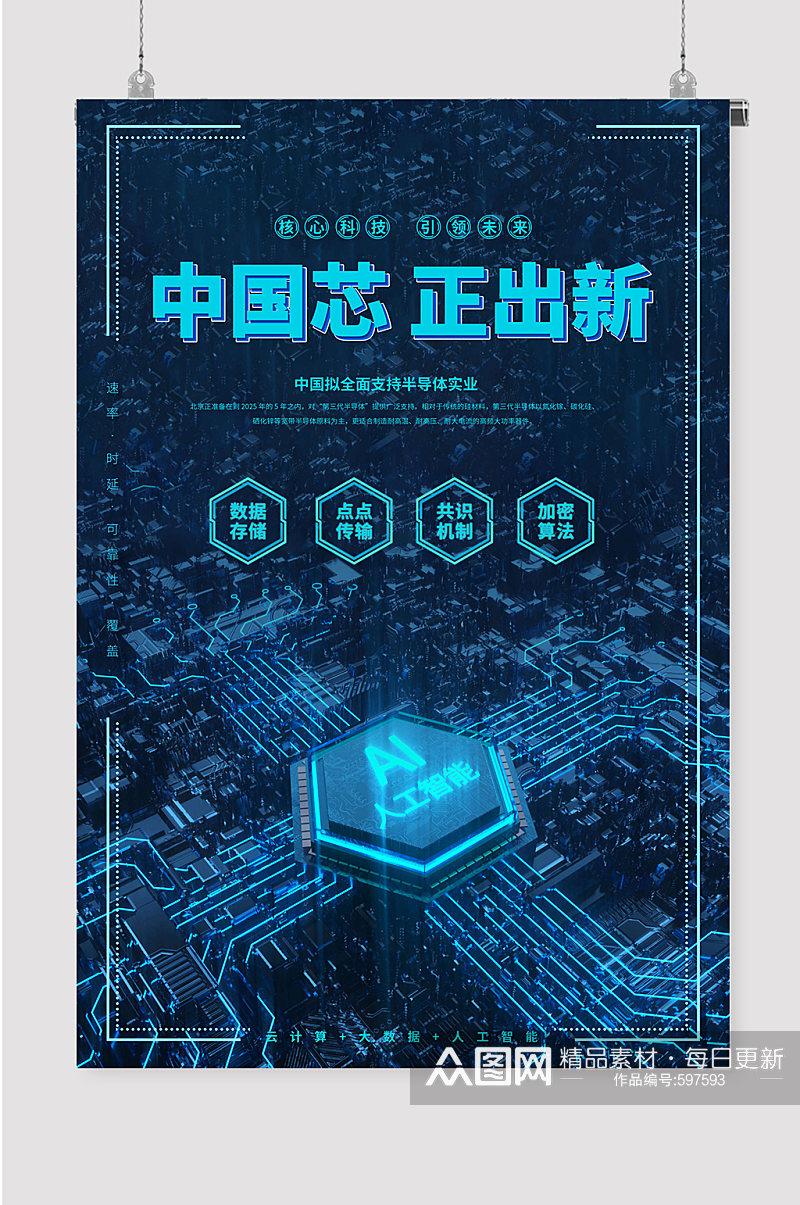 中国芯片科技创新智能海报素材素材