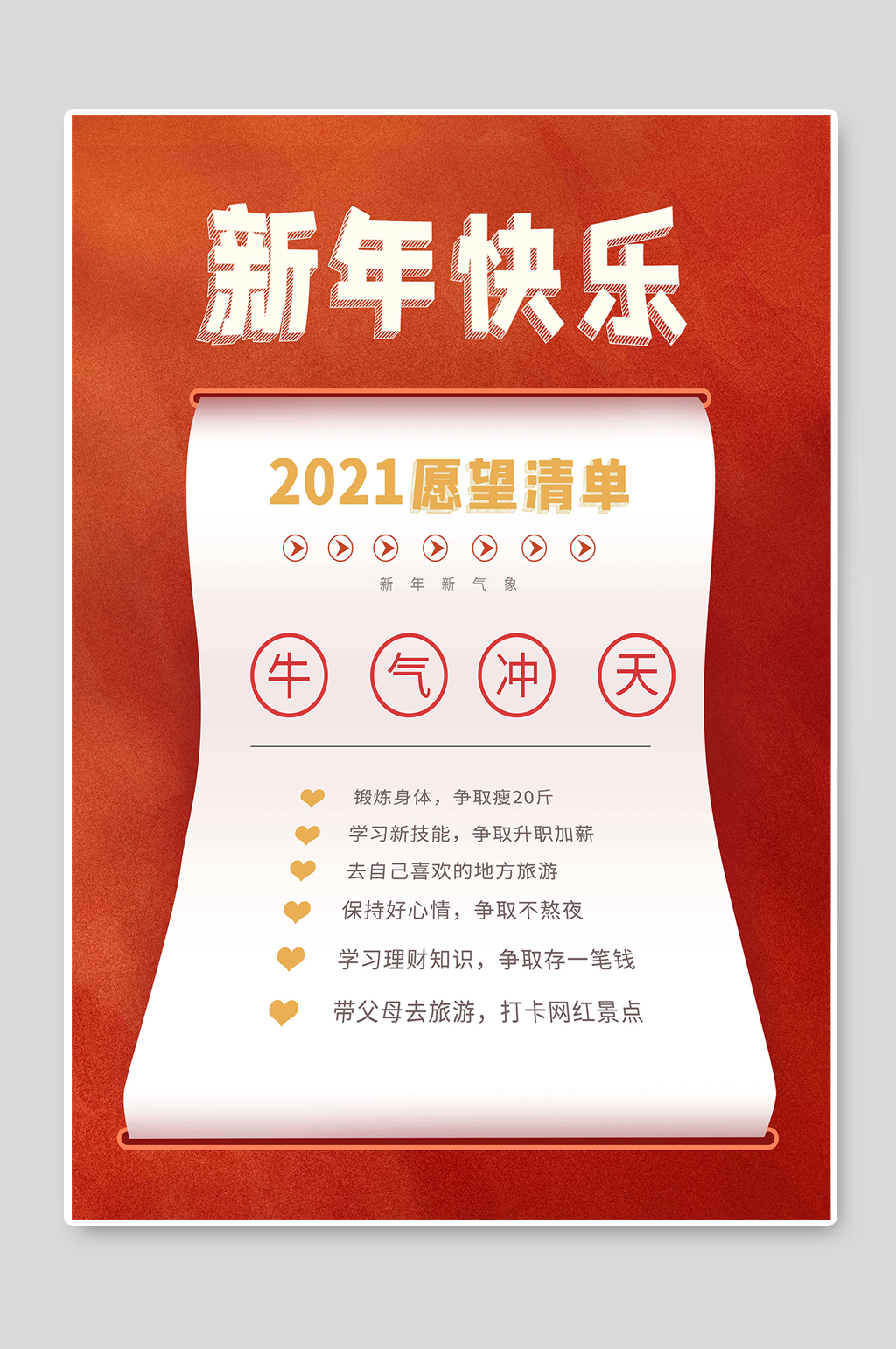 新年快乐2021愿望清单海报