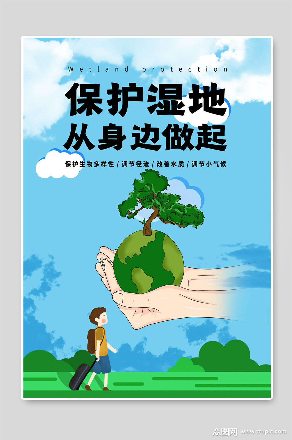保护湿地从身边做起宣传海报