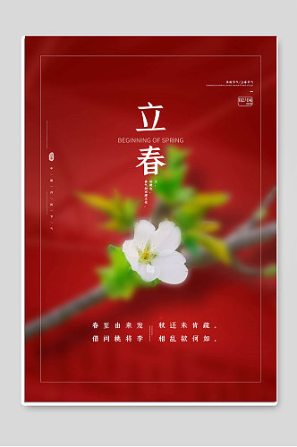 创意红色背景立春节气宣传海报