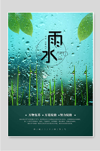 创意传统节气雨水宣传海报