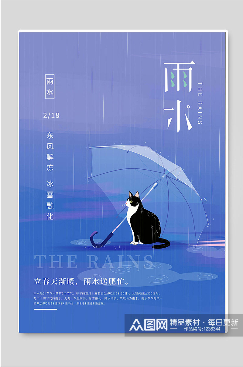 雨水节日传统24节气宣传海报素材