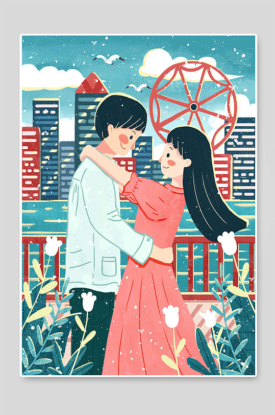 情人节浪漫唯美手绘插画设计-众图网