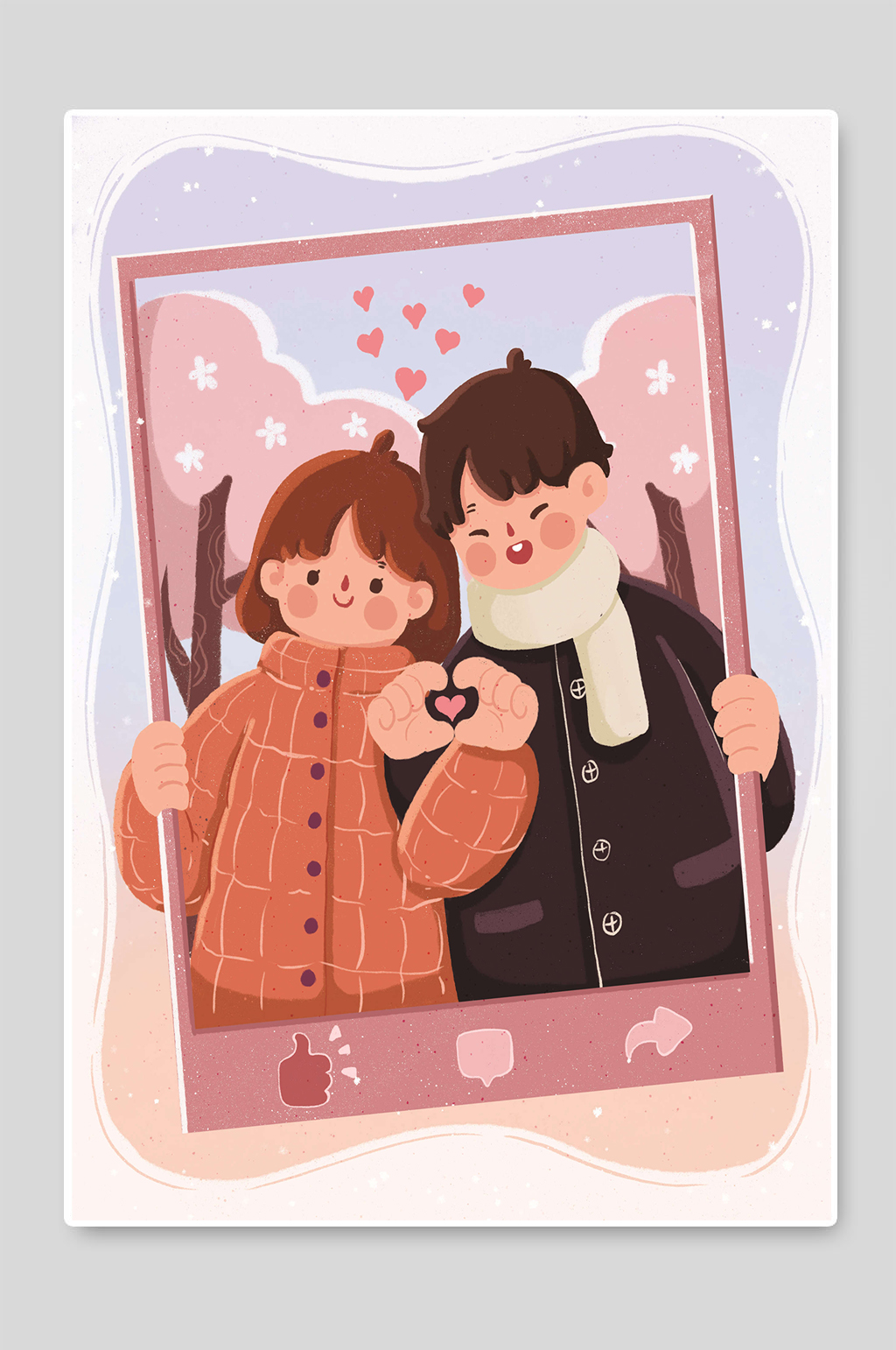 手绘卡通插画情人节