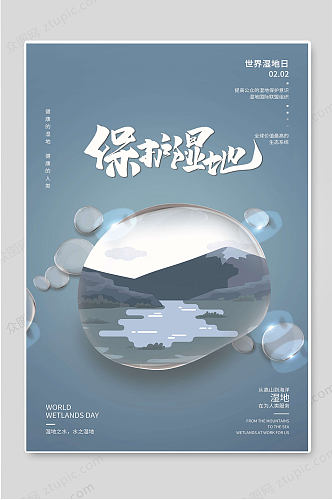 保护湿地世界湿地日创意海报