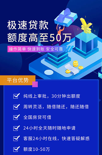 极速贷款金融手机UI长图