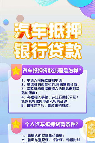 汽车抵押银行贷款金融理财宣传手机长图