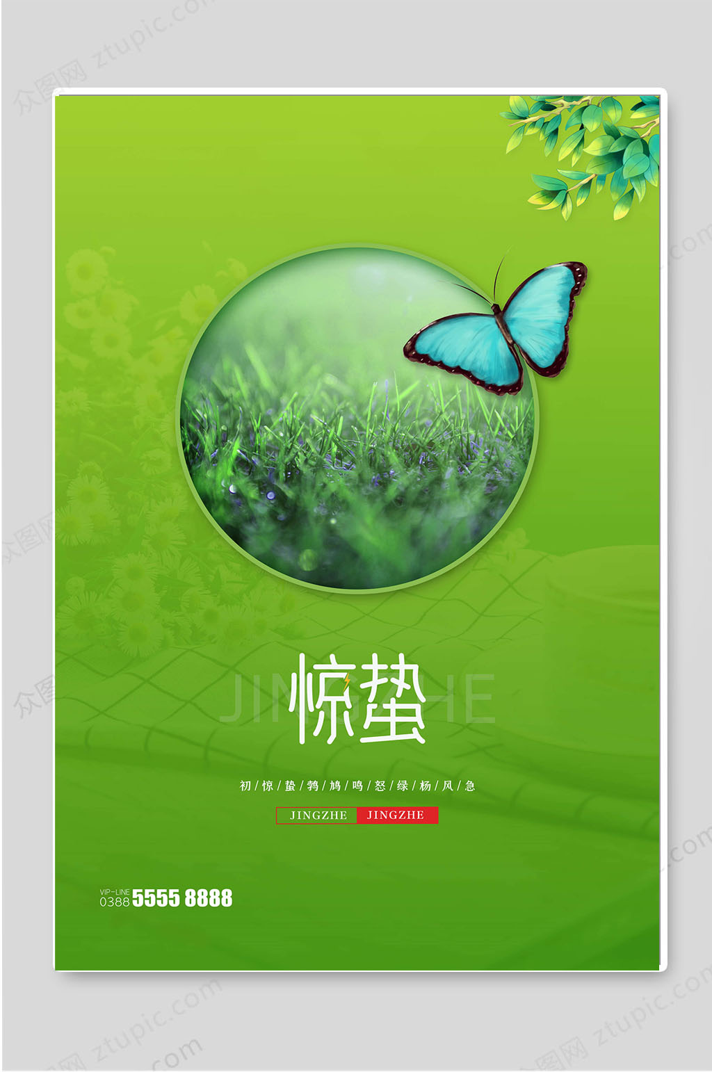 惊蛰时节农历二十四节气海报素材