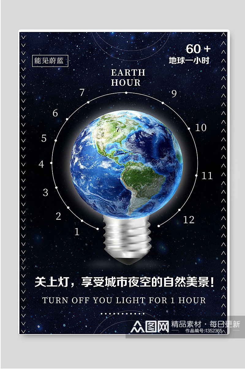 地球一小时低碳环保宣传海报素材