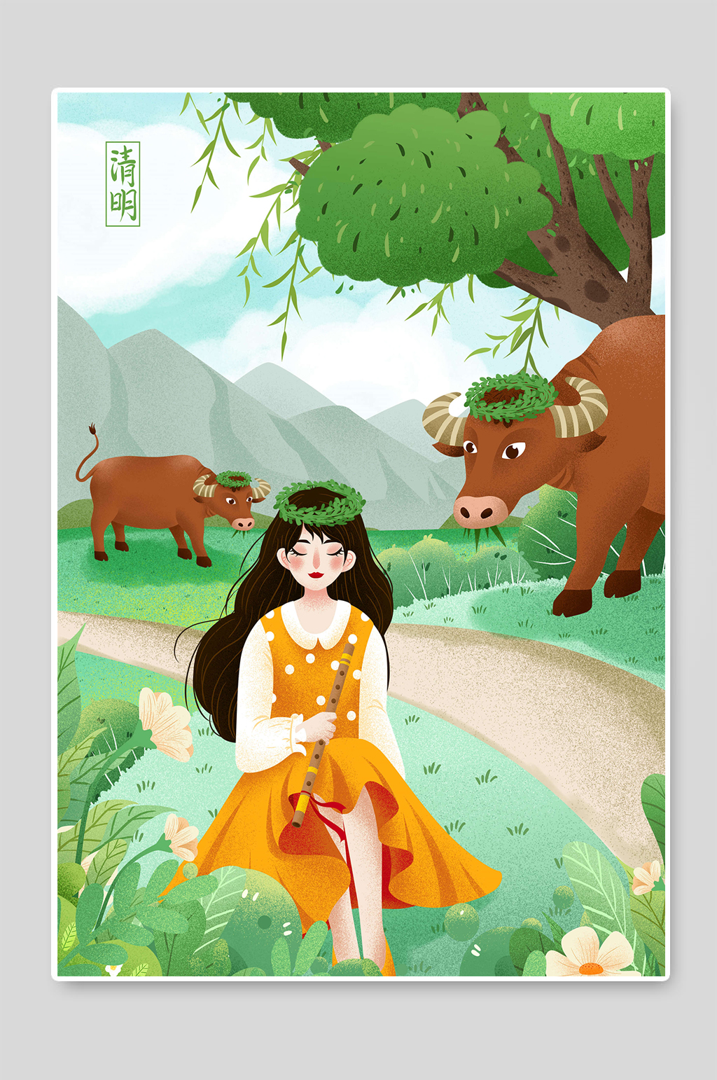 清明佳节传统节日宣传插画素材