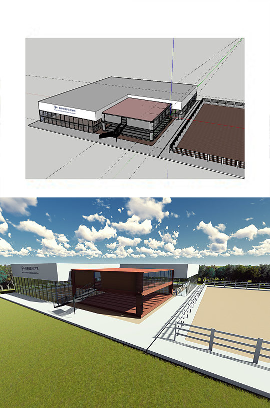 真实案例精美马场su建筑原件-众图网