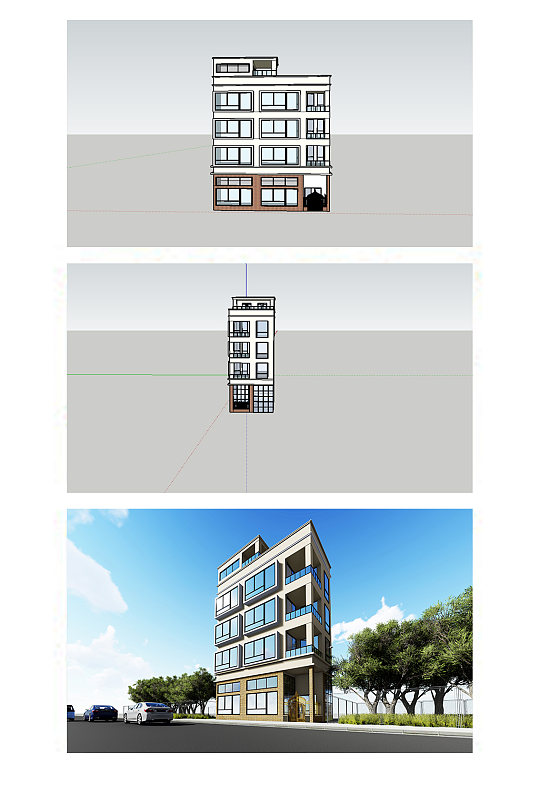 独栋大楼楼房SU模型-众图网