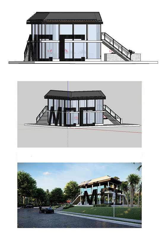 观光台模型景观建筑模型参考SU模型