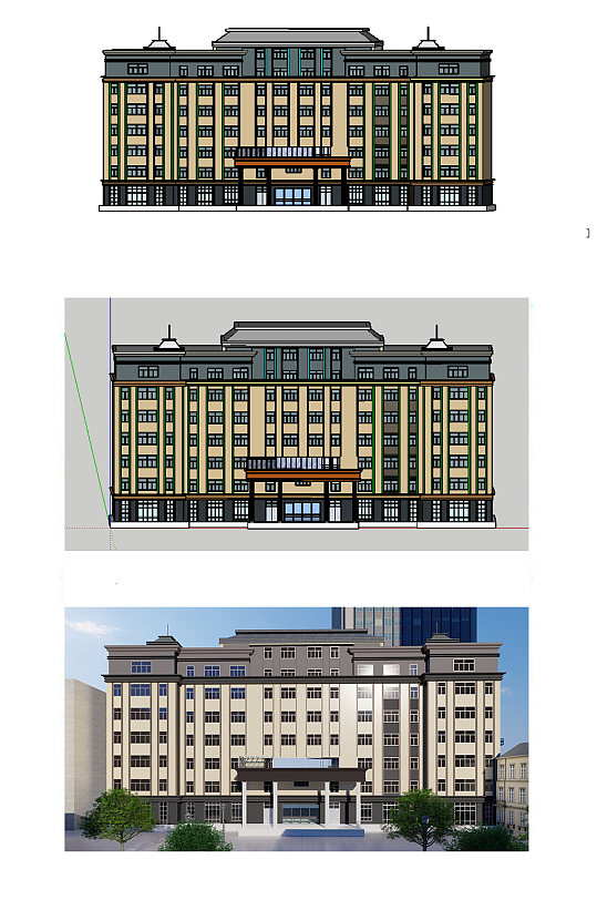 独栋大楼SU模型