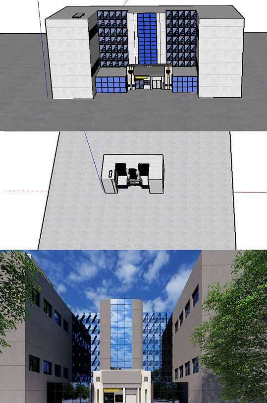 大楼幕墙效果图及模型原件