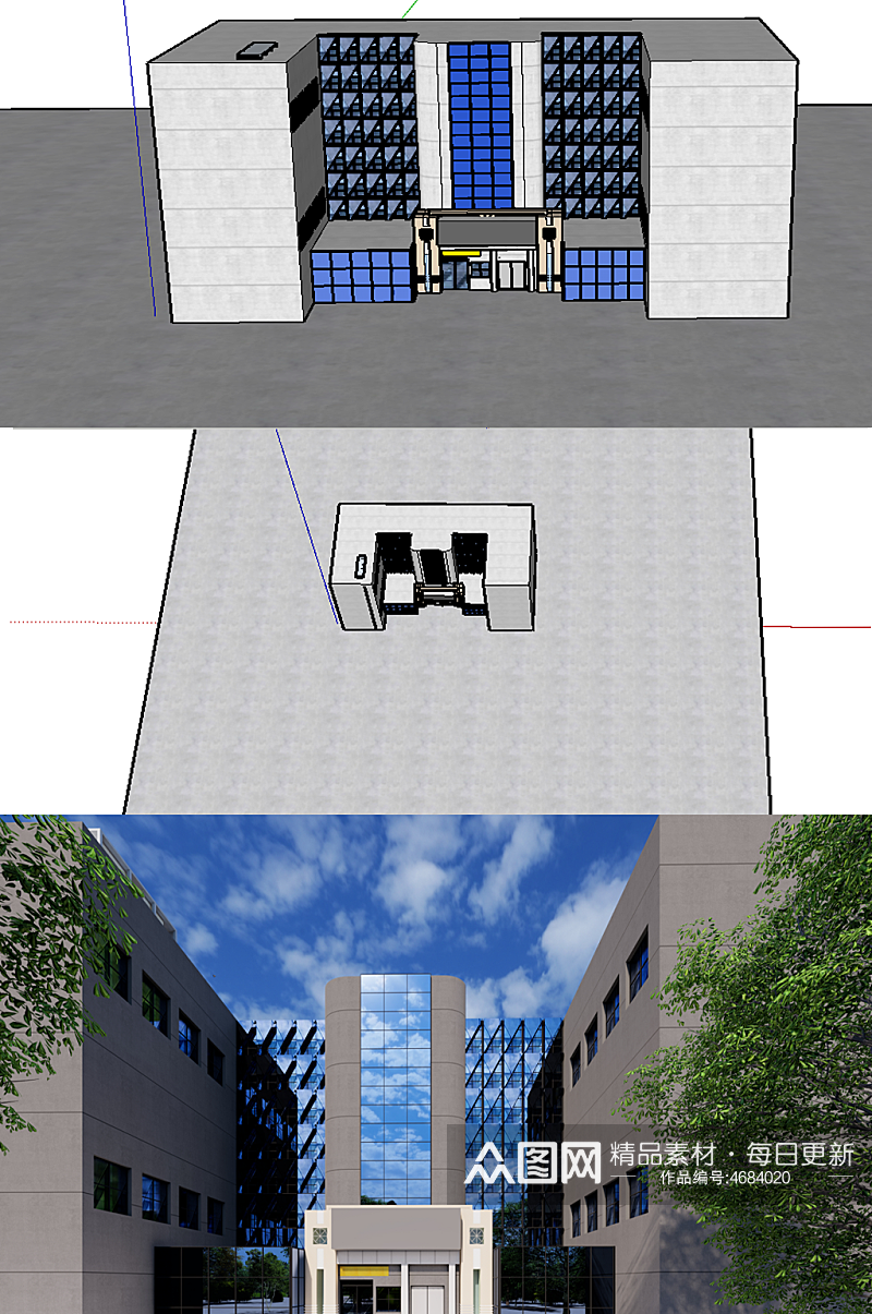 大楼幕墙效果图及模型原件素材