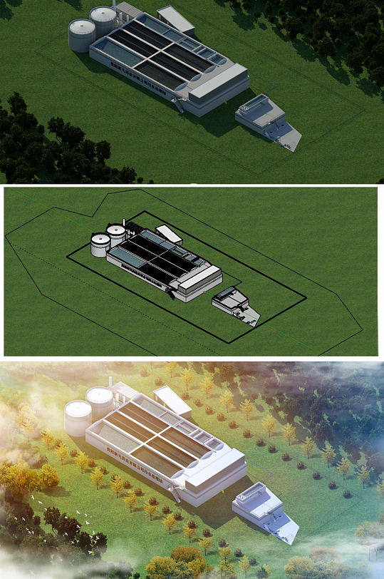 工厂鸟瞰效果工厂效果含模型