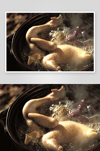 砂锅里的滋补鸡汤