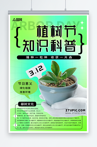 简约植树节知识科普摄影图海报