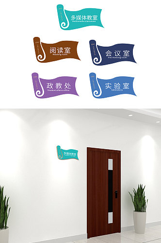 中国风时尚异形学校侧挂门牌校园科室牌实验室标识牌 教室门牌