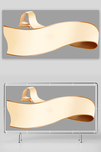 金色飘带免扣透明图