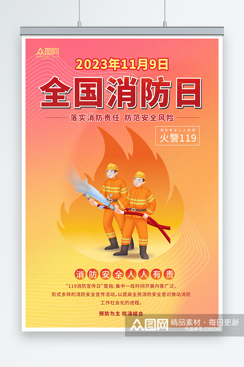 全国消防安全日宣传海报素材