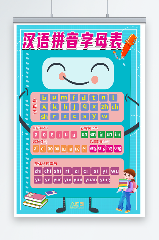 识字汉语拼音字母表挂图海报