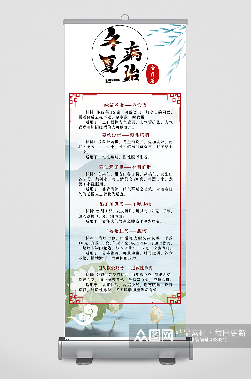 简约夏季养生中医冬病夏治宣传展架易拉宝素材下载-众图网